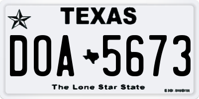 TX license plate DOA5673