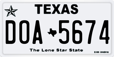TX license plate DOA5674