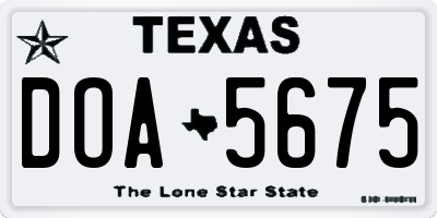 TX license plate DOA5675