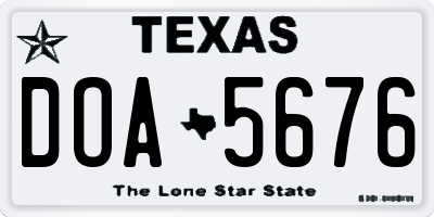 TX license plate DOA5676