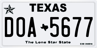 TX license plate DOA5677