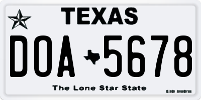 TX license plate DOA5678