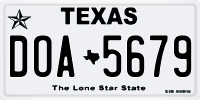 TX license plate DOA5679