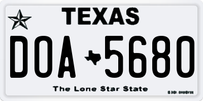 TX license plate DOA5680