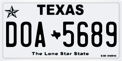 TX license plate DOA5689