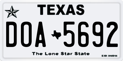 TX license plate DOA5692