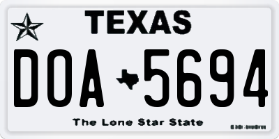 TX license plate DOA5694
