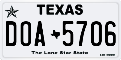TX license plate DOA5706