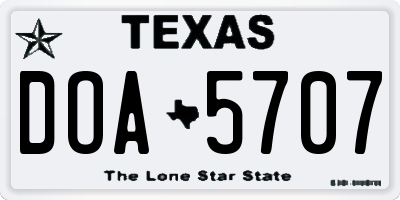 TX license plate DOA5707