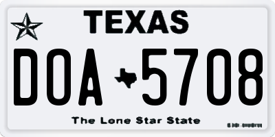 TX license plate DOA5708