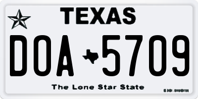 TX license plate DOA5709