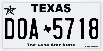 TX license plate DOA5718
