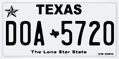 TX license plate DOA5720