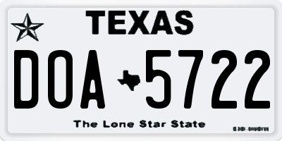 TX license plate DOA5722