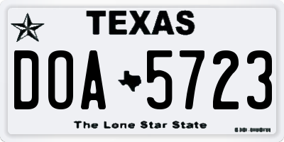 TX license plate DOA5723