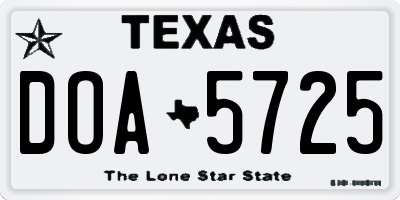 TX license plate DOA5725