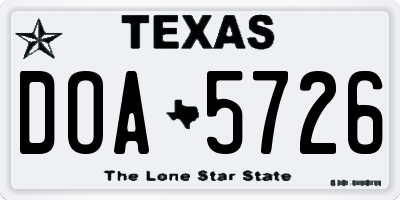TX license plate DOA5726