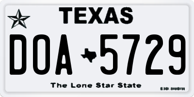 TX license plate DOA5729