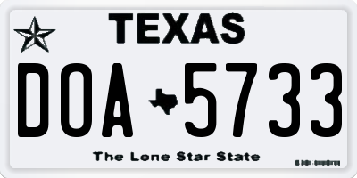 TX license plate DOA5733