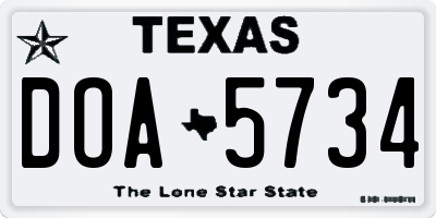 TX license plate DOA5734