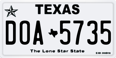 TX license plate DOA5735
