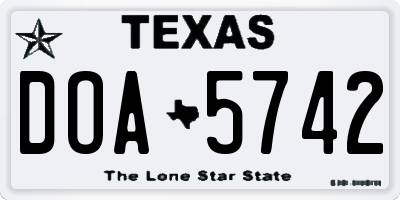 TX license plate DOA5742