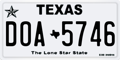 TX license plate DOA5746
