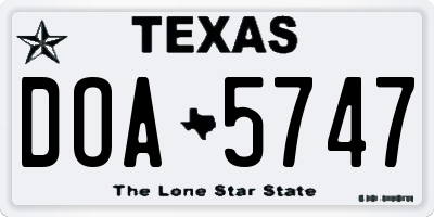 TX license plate DOA5747
