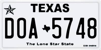 TX license plate DOA5748