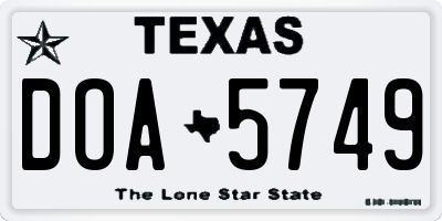 TX license plate DOA5749
