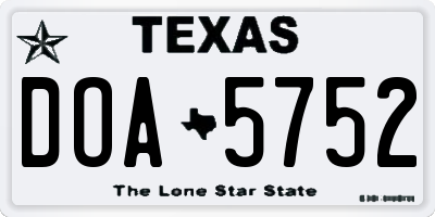 TX license plate DOA5752