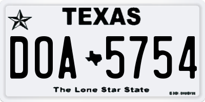 TX license plate DOA5754