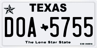 TX license plate DOA5755