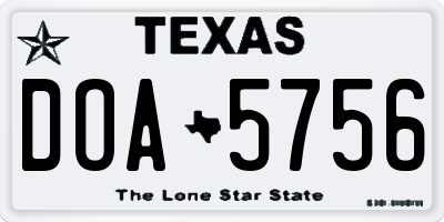 TX license plate DOA5756