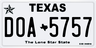 TX license plate DOA5757