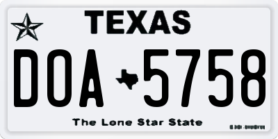 TX license plate DOA5758