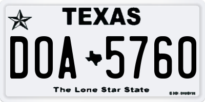 TX license plate DOA5760