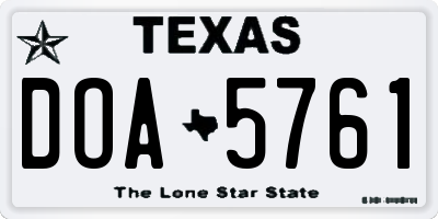 TX license plate DOA5761