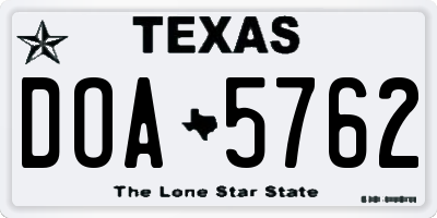 TX license plate DOA5762