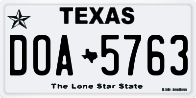 TX license plate DOA5763
