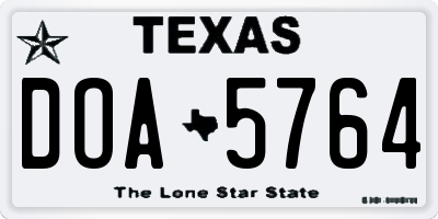 TX license plate DOA5764
