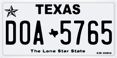 TX license plate DOA5765