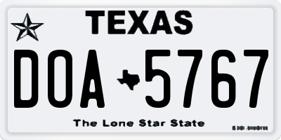 TX license plate DOA5767