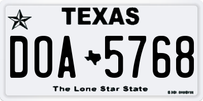 TX license plate DOA5768