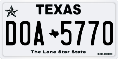 TX license plate DOA5770