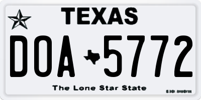 TX license plate DOA5772