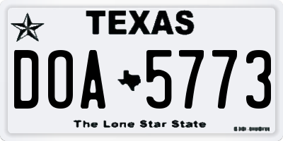 TX license plate DOA5773