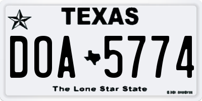 TX license plate DOA5774