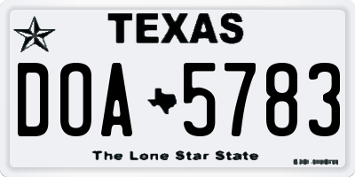 TX license plate DOA5783