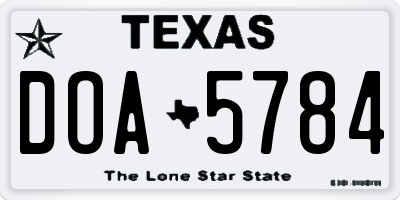 TX license plate DOA5784